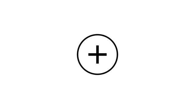 Minimalist Black Circle Plus Button Icon Motion Graphic Video on White Background - Modern Line Art Add Symbol, Plus Sign Interface Element for UI Design, Apps, and Web Development