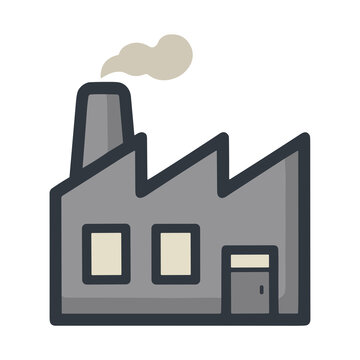 Factory icon with smoke coming from chimney