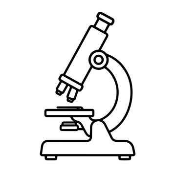 Line art microscope outline vector icon for laboratory science and biology research
