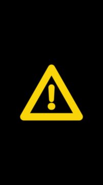 Warning, attention sign animation. signal, alert, risk, safety, danger, road warning sign symbol animation on black background.