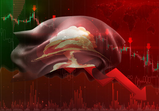 Bomb, vector 3d flag financial exchange trend down