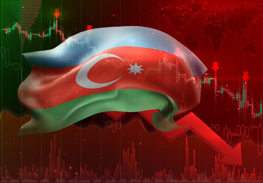 Azerbaijan, vector 3d flag financial exchange trend down