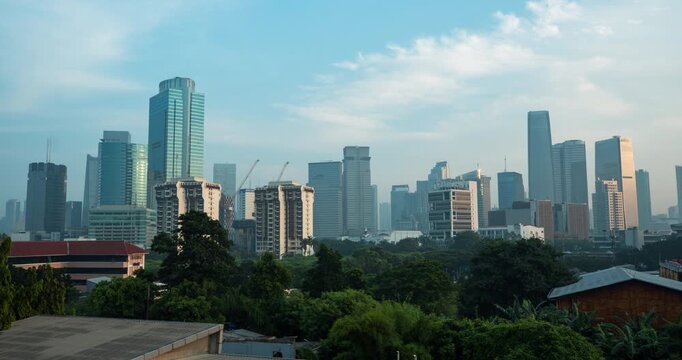 Timelapse of Jakarta skylines in the morning