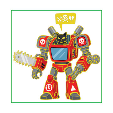 Killer Cat in a Red Robot Suit illustration vector