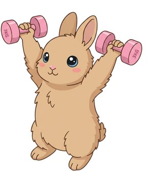 Cute rabbit fitness training