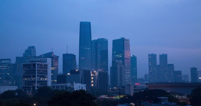 Timelapse of Jakarta skylines in the morning during sunrise