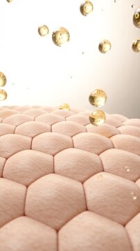 cosmetic liquid serum droplet falling onto skin surface for deep hydration and anti-aging concept
