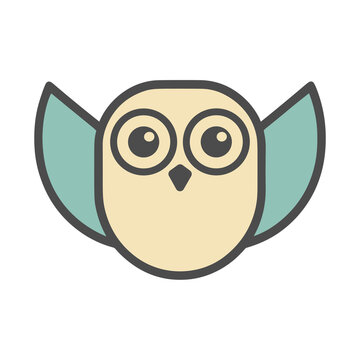 Cute cartoon owl with wings