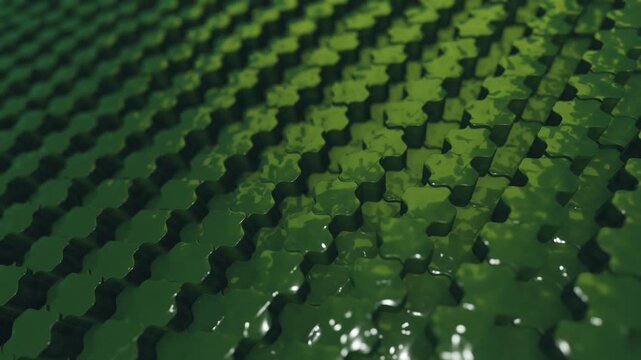 A dynamic 3D render of a smartphone displaying a vibrant green pattern with motion effects.