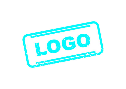 Minimalist logo stamp with text placeholder in turquoise blue illustration
