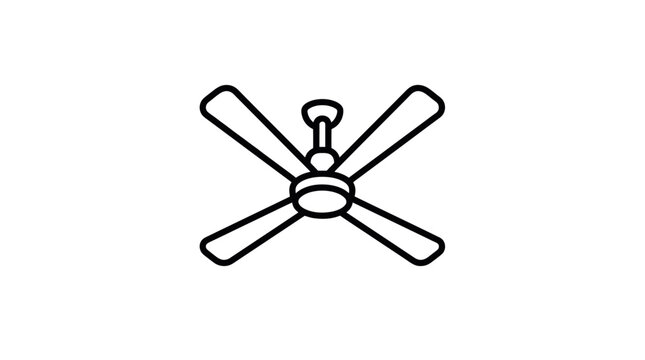 Four-blade ceiling fan icon in minimalist outline style.