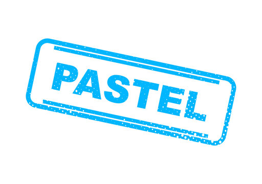 Blue pastel stamp with text label illustration