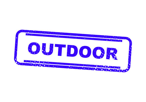 Blue outdoor rubber stamp with bold text illustration