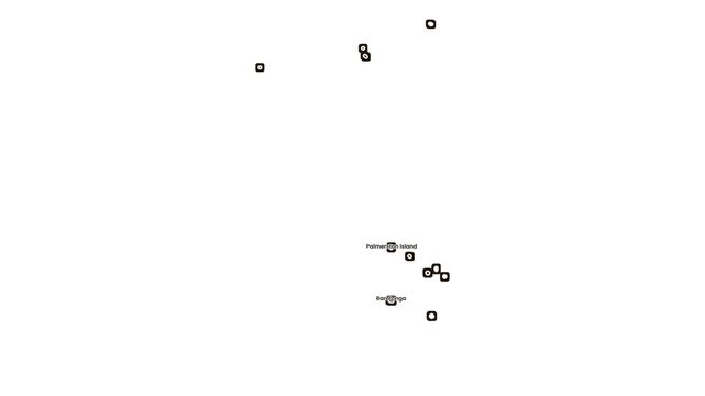 Scattered small squares and circles on white, motion graphics of map, map of country