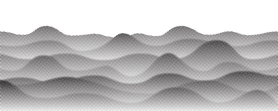 Halftone dot waves pattern.  Fading dots effect.  Halftone wave background.
