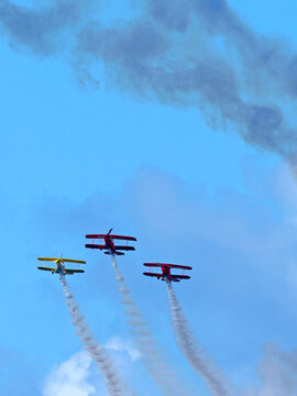 Aerobatic Biplanes Performing Formation Flight at Pacific Airshow Gold Coast