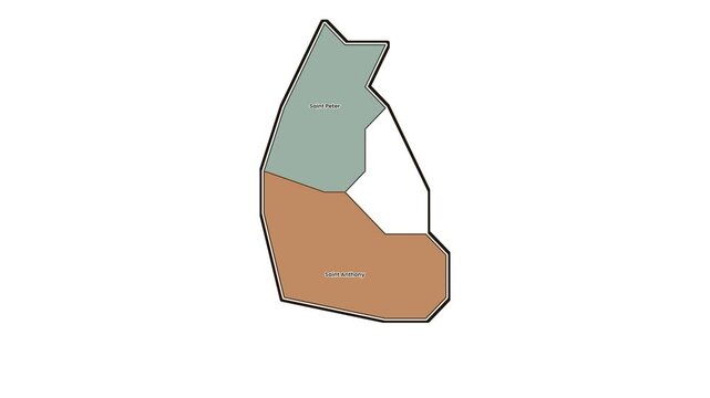 Map of saint peter parish in barbados, motion graphics of map, map of country