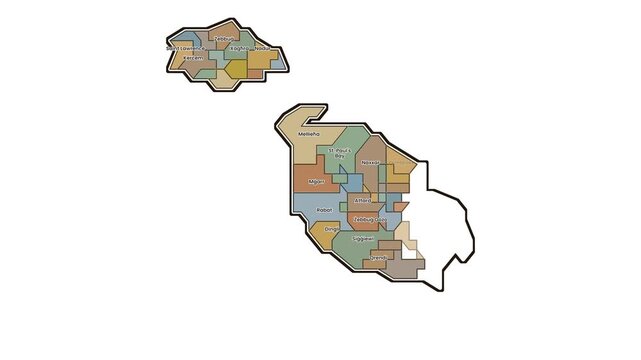 Map of malta and gozo administrative regions, motion graphics of map, map of country