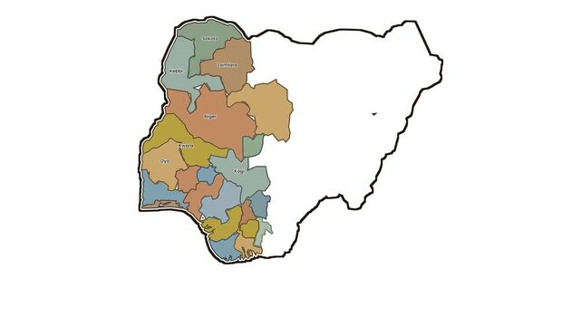 Map of nigeria with highlighted states, motion graphics of map, map of country