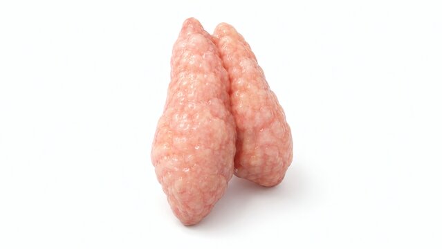 Anatomical model of human parathyroid glands on isolated white background