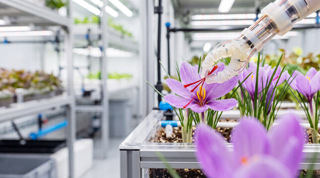 Robotic pollination of saffron crocus flowers in controlled greenhouse laboratory with precision arm
