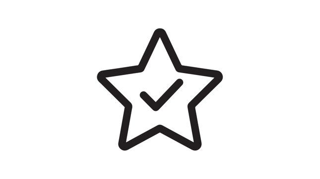 Star icon with checkmark symbol vector graphic illustration representing approval feedback quality rating and completion success