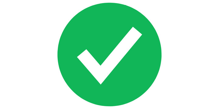 Green circular checkmark icon representing success and completion symbols for user interface design.