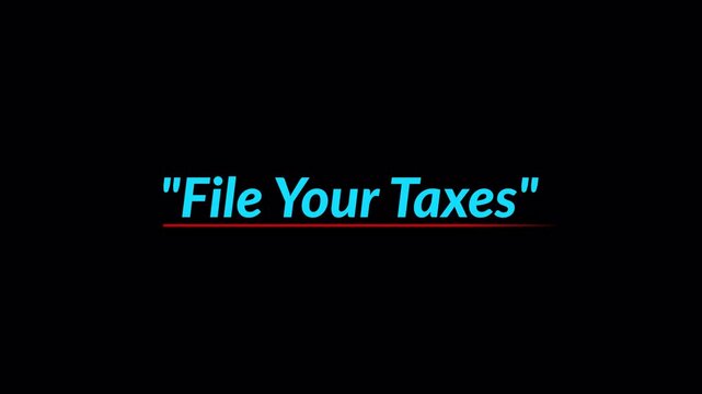 Animated "File Your Taxes" Title text animation in 4K animation with alpha channel Online Epic Learning on transparent background 