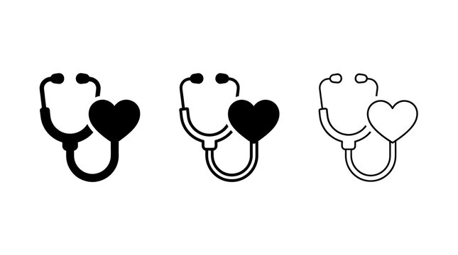 Medical Stethoscope Icon Set isolated on transparent background