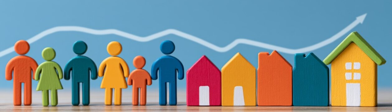 Colorful Wooden Figures Representing Consumer Confidence and Labor Market Trends in a Vibrant Setting