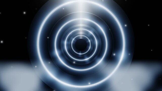 Background stage overlay with platinum silver circular luxury portal and smoke loop 4k