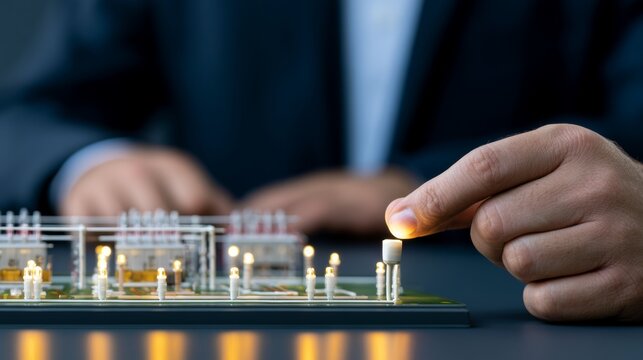 Detailed Conceptual Illustration of Engineers Planning Utility Grid Connections and Capacity Management with Innovative Technology