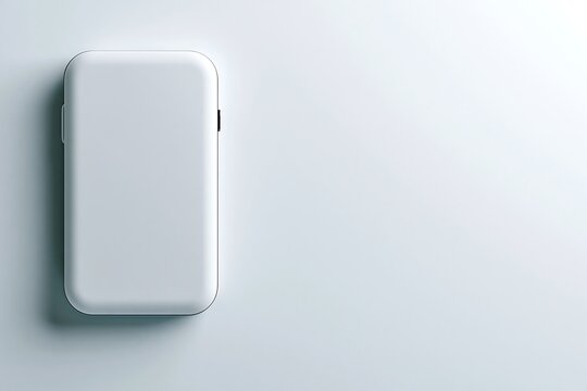Minimalist white electronic device layout on clean white background
