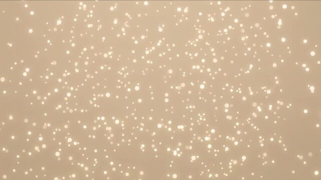 淡いシャンパンゴールドの空間を漂う平面的で繊細な丸いドットアイコン背景