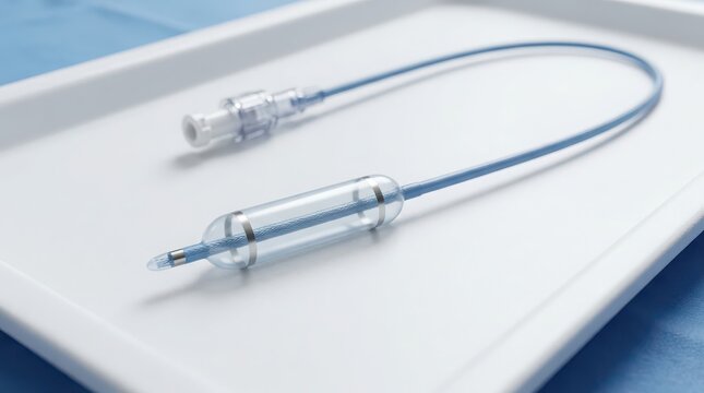 Medical Catheter with Transparent Balloon and Guidewire standard image