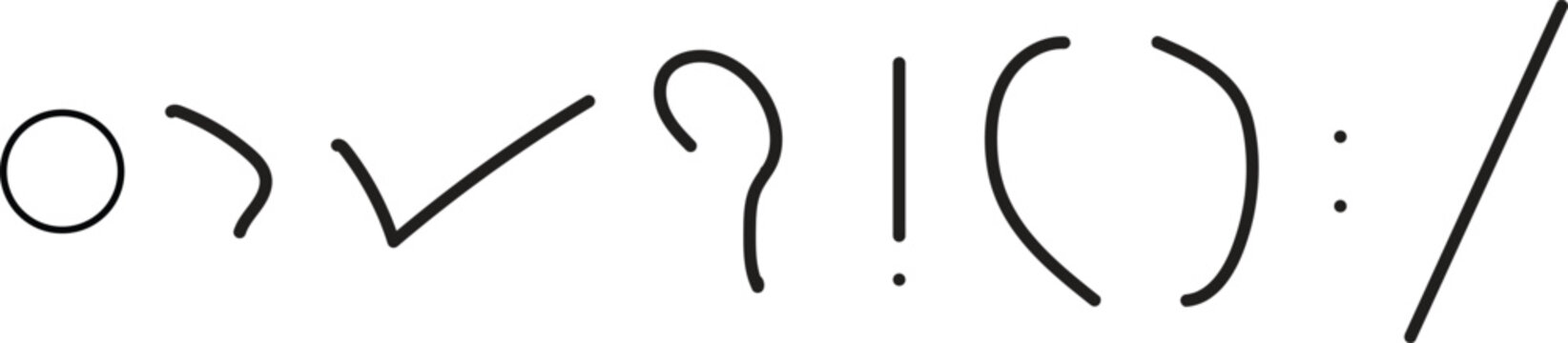 Hand Drawn Punctuation Symbols Set with Question Mark Exclamation Parentheses Colon and SlashHand Drawn Punctuation Symbols Set with Question Mark Exclamation Parentheses Colon and Slash
