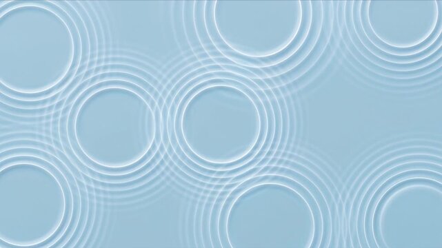 パステルブルーの水面に白い丸アイコンが着弾し同心円状の波紋を広げる背景
