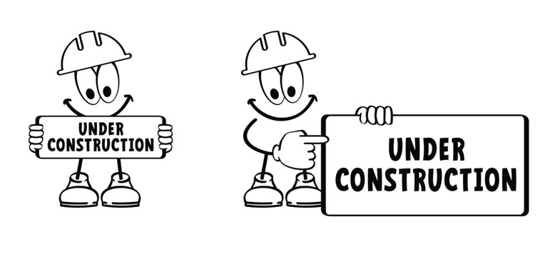 Under construction. Construction worker foreman, supervisor. Architect worket with clipboard inspecting. Engineer with a blueprint for engineering, architecture, construction, and industrial projects.