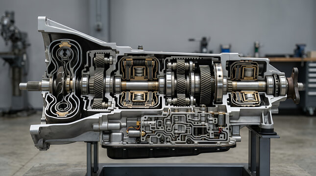 Cross section of an automatic car transmission mechanism.