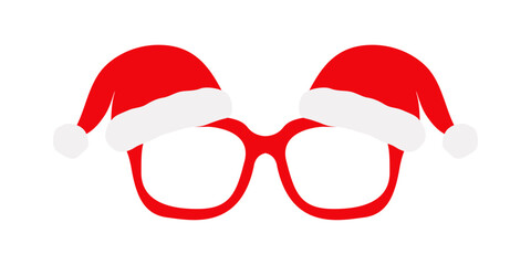 Tiempo de Navidad. Logo con dibujo sencillo de unas lentes decoradas con sombreros de Santa Claus, para su uso en tarjetas y felicitaciones de Navidad  © teracreonte