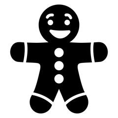 Logo postre de Navidad. Icono con dibujo sencillo de la silueta de un hombre de pan de jengibre, para su uso en tarjetas y felicitaciones de Navidad  © teracreonte