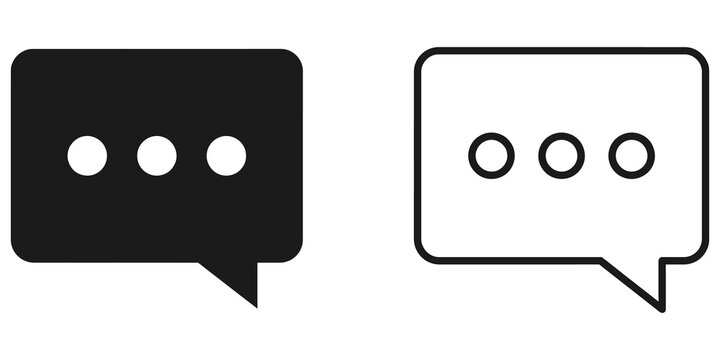 Chat bubble message icon set black on transparent background feedback.