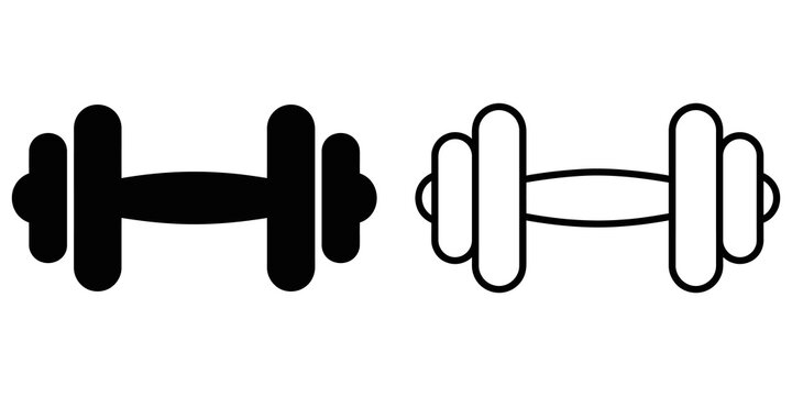 Dumbbell weightlifting gym icons on transparent background bodybuild.