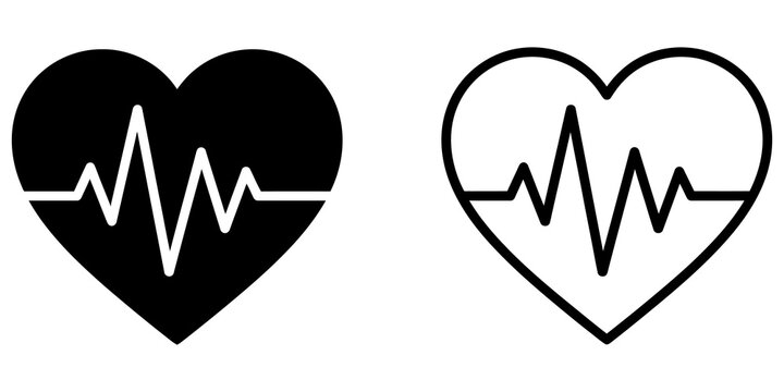 Heart pulse rate and cardiogram icons for medical healthcare design.