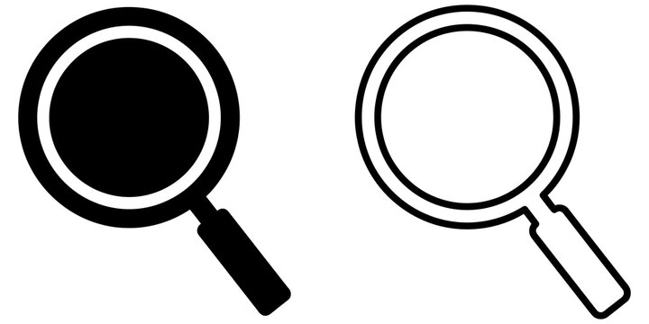 Magnifying glass search zoom icons for research and discovery design.