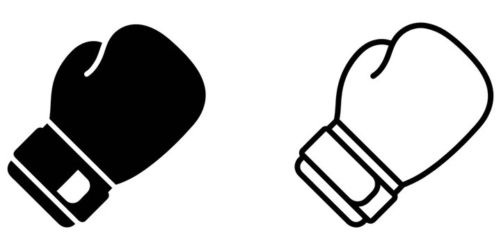 Boxing glove icons in outline and glyph styles on grid background.