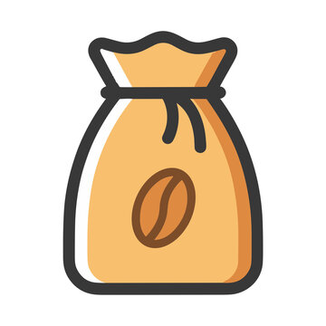 Coffee bean bag icon