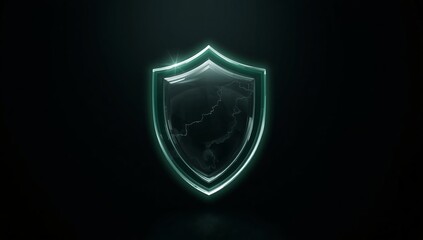 Fototapeta premium Glass Shield with World Map Outline on Dark Background