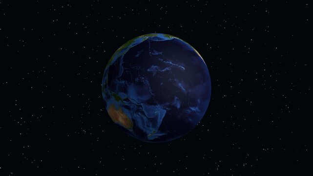 3D Earth Animation Zooming into Osh Kyrgyzstan with Geographic Data Overlay