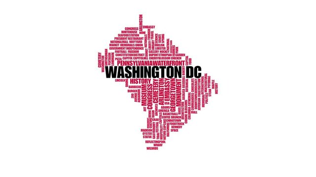 Animated Tag Cloud of Washington, D.C. with Tourist Landmarks and Local Culture